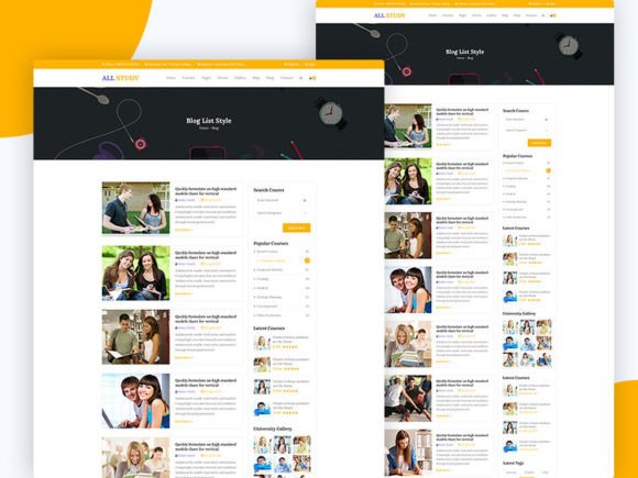 25.ALL Study: A Versatile Education PSD Template for Modern Institutions