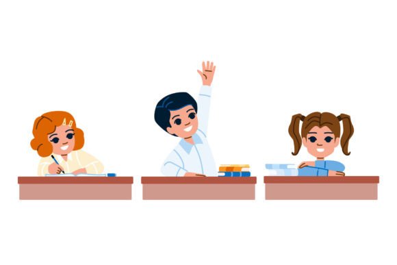 Desk Kid School Vector: Essential Classroom Assets
