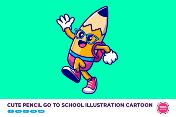 Evaluating the Cute Pencil Go to School Illustration for Creative Projects