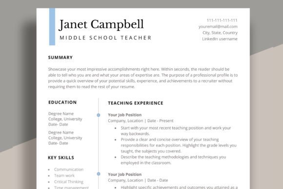 Evaluating the Teacher Resume Template for Word CV