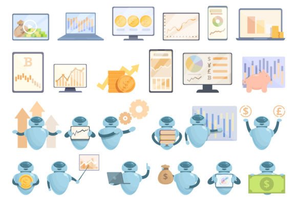 Trade School Icons Set Cartoon Vector